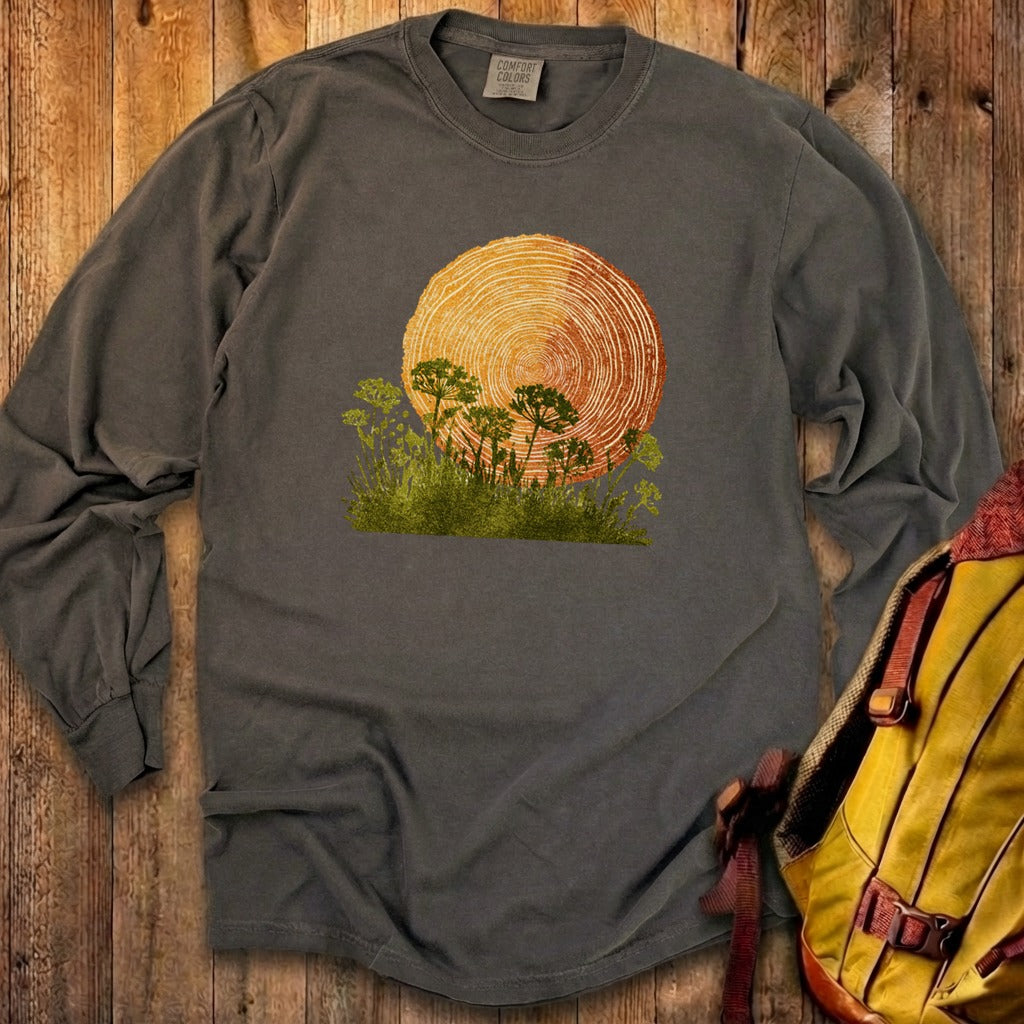 Woodcut Flower Meadow Cotton Long Sleeve