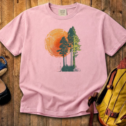 Woodcut Pines Cotton T-Shirt