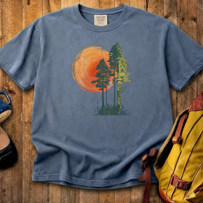 Woodcut Pines Cotton T-Shirt