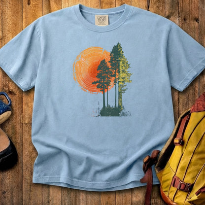 Woodcut Pines Cotton T-Shirt