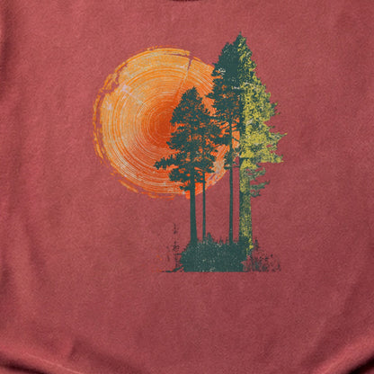 Woodcut Pines Cotton T-Shirt