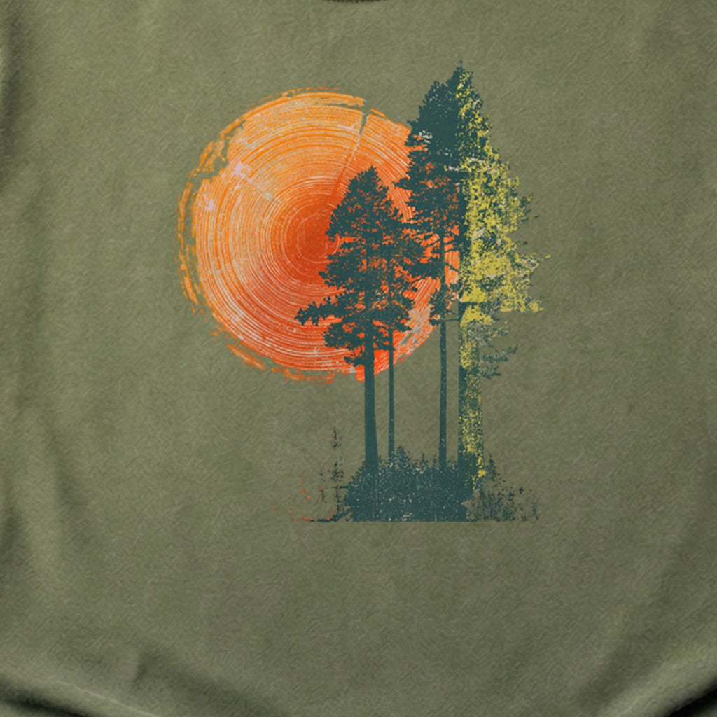 Woodcut Pines Cotton T-Shirt