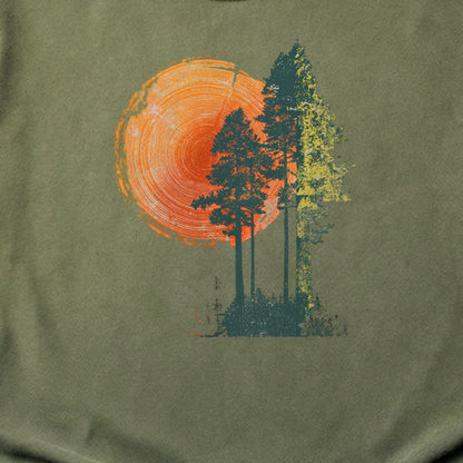 Woodcut Pines Cotton T-Shirt