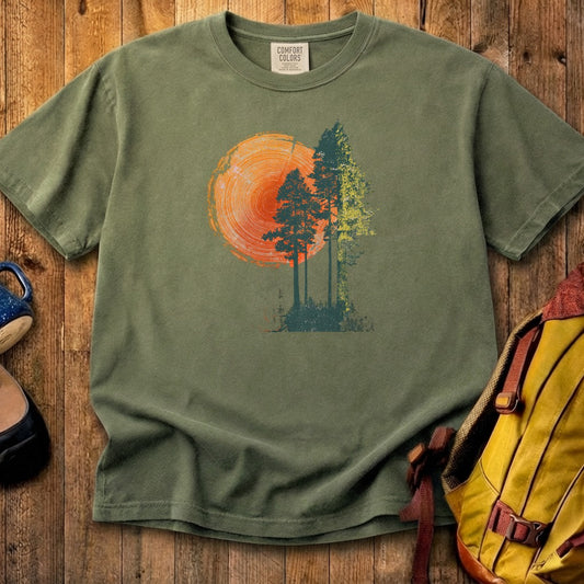 Woodcut Pines Cotton T-Shirt