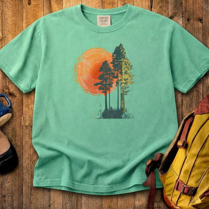 Woodcut Pines Cotton T-Shirt