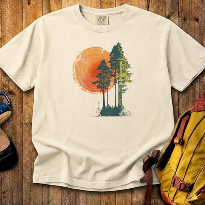 Woodcut Pines Cotton T-Shirt