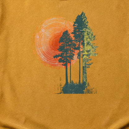 Woodcut Pines Cotton T-Shirt
