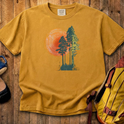 Woodcut Pines Cotton T-Shirt