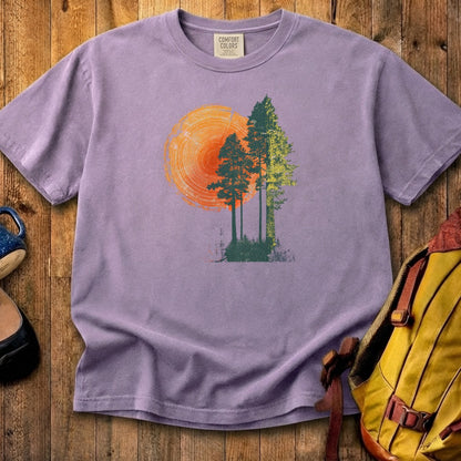 Woodcut Pines Cotton T-Shirt