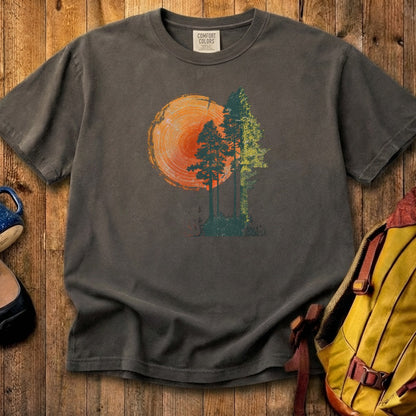Woodcut Pines Cotton T-Shirt