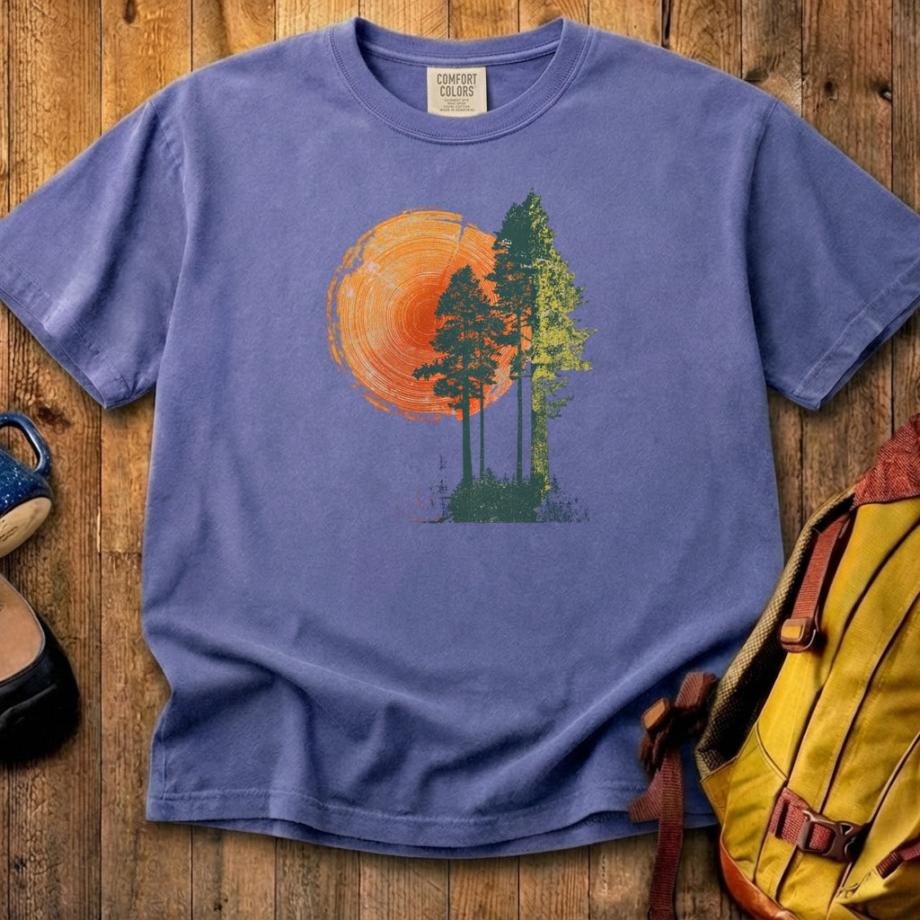 Woodcut Pines Cotton T-Shirt