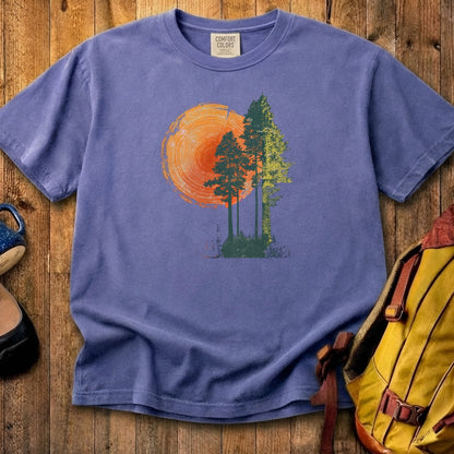 Woodcut Pines Cotton T-Shirt