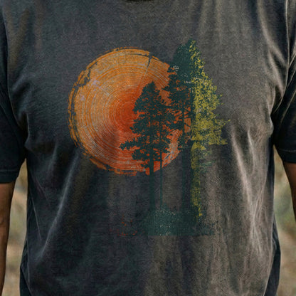 Woodcut Pines Cotton T-Shirt