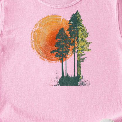 Woodcut Pines Kids Cotton T-Shirt