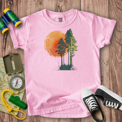 Woodcut Pines Kids Cotton T-Shirt