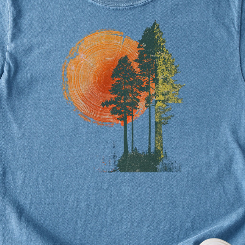Woodcut Pines Kids Cotton T-Shirt