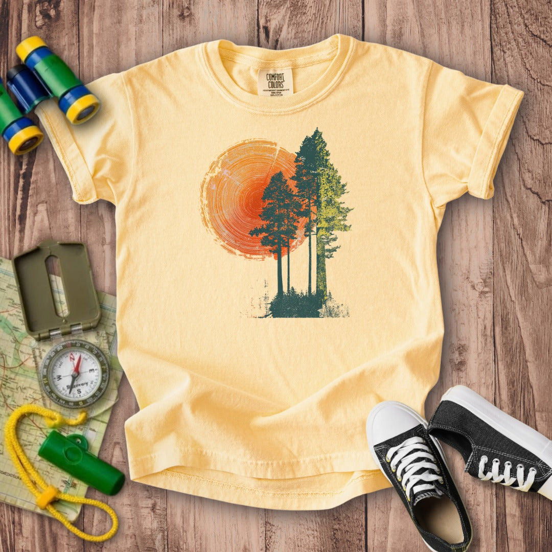 Woodcut Pines Kids Cotton T-Shirt