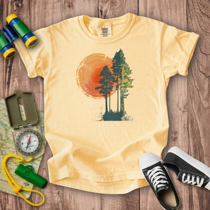 Woodcut Pines Kids Cotton T-Shirt