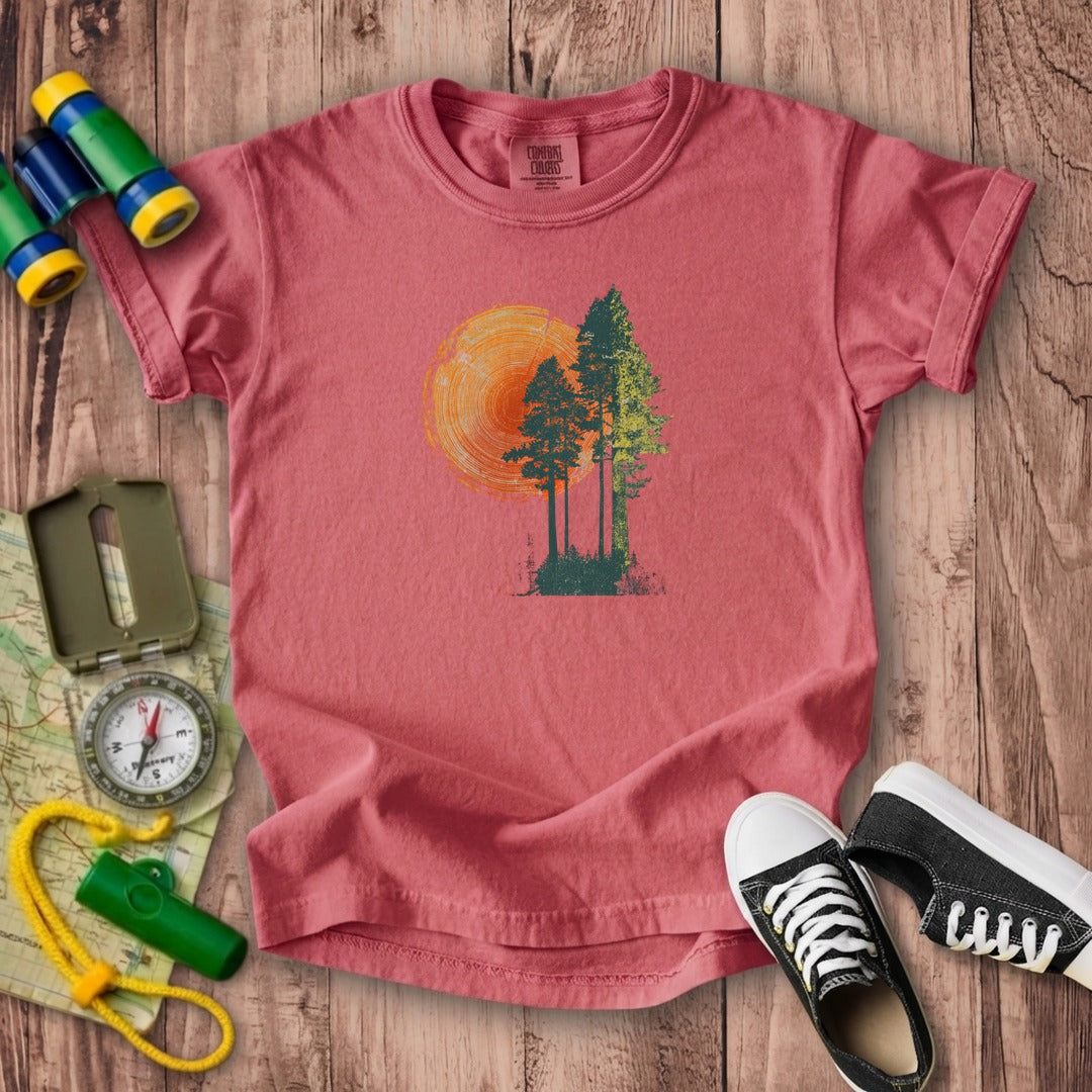 Woodcut Pines Kids Cotton T-Shirt