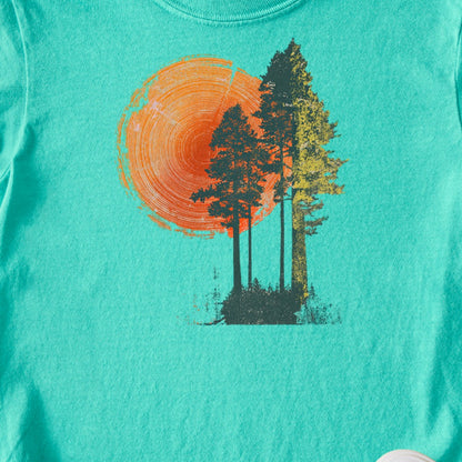 Woodcut Pines Kids Cotton T-Shirt