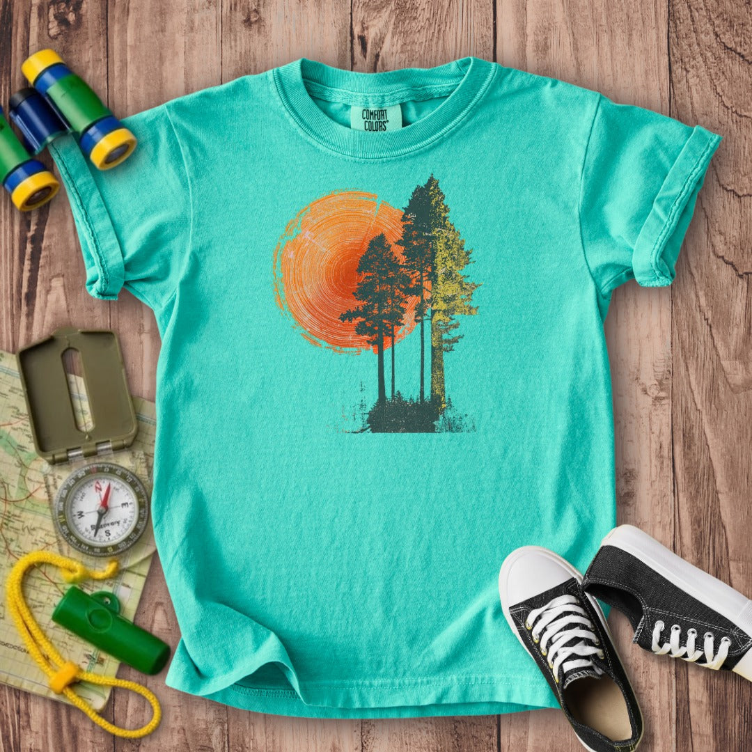 Woodcut Pines Kids Cotton T-Shirt