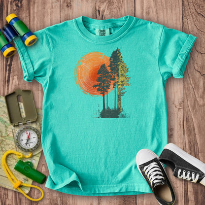 Woodcut Pines Kids Cotton T-Shirt