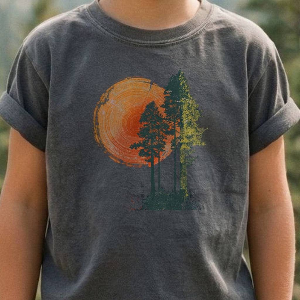 Woodcut Pines Kids Cotton T-Shirt