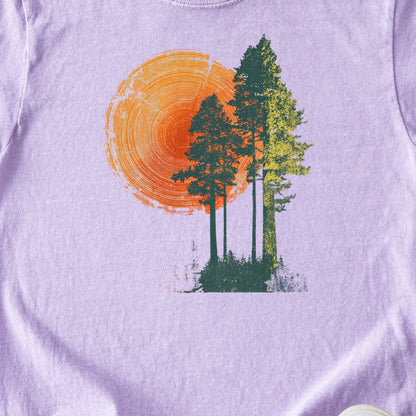 Woodcut Pines Kids Cotton T-Shirt