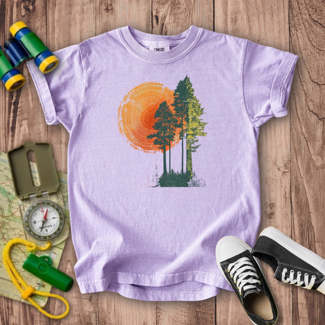 Woodcut Pines Kids Cotton T-Shirt