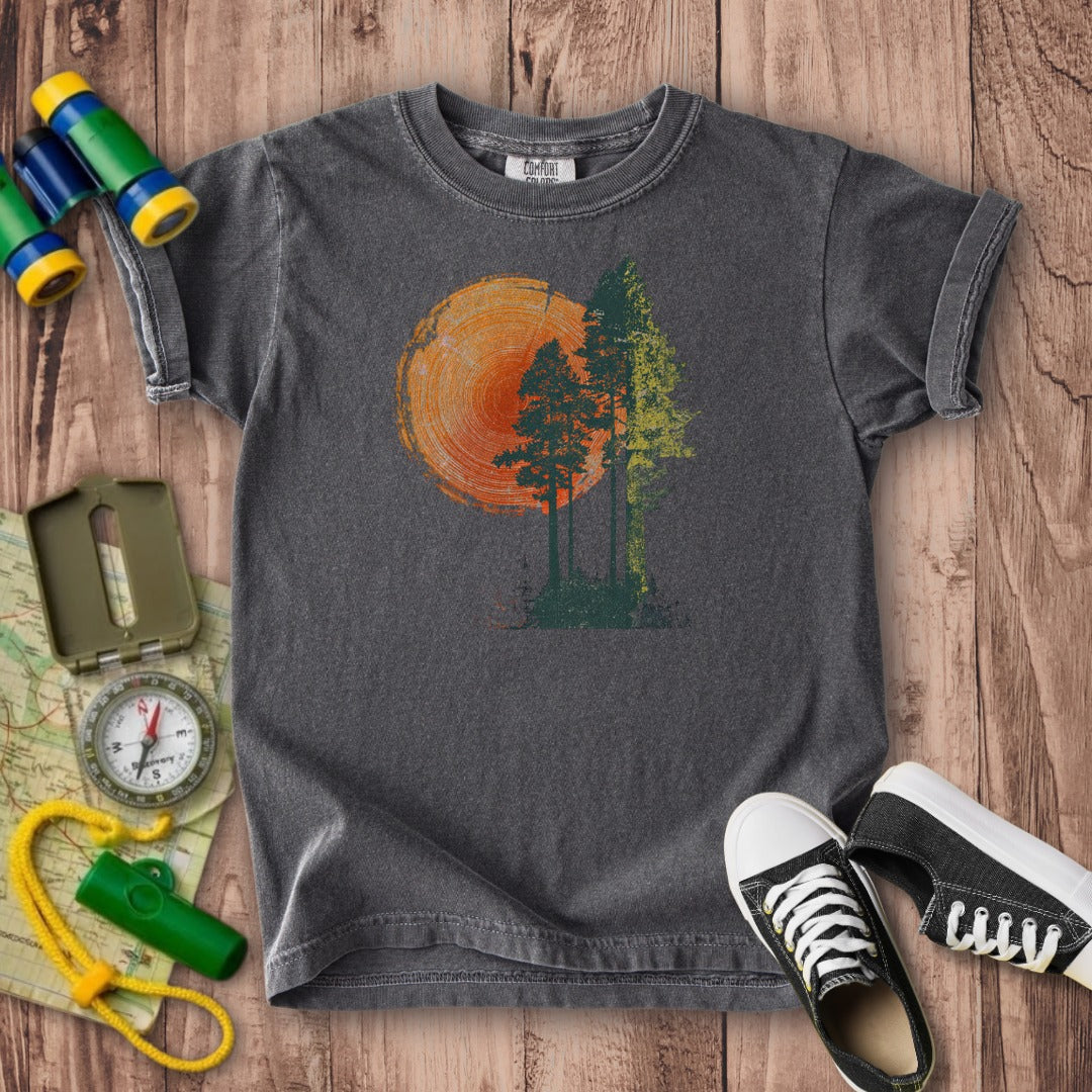 Woodcut Pines Kids Cotton T-Shirt