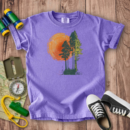 Woodcut Pines Kids Cotton T-Shirt