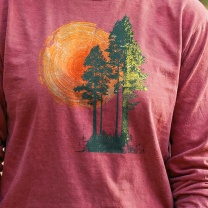 Woodcut Pines Cotton Long Sleeve
