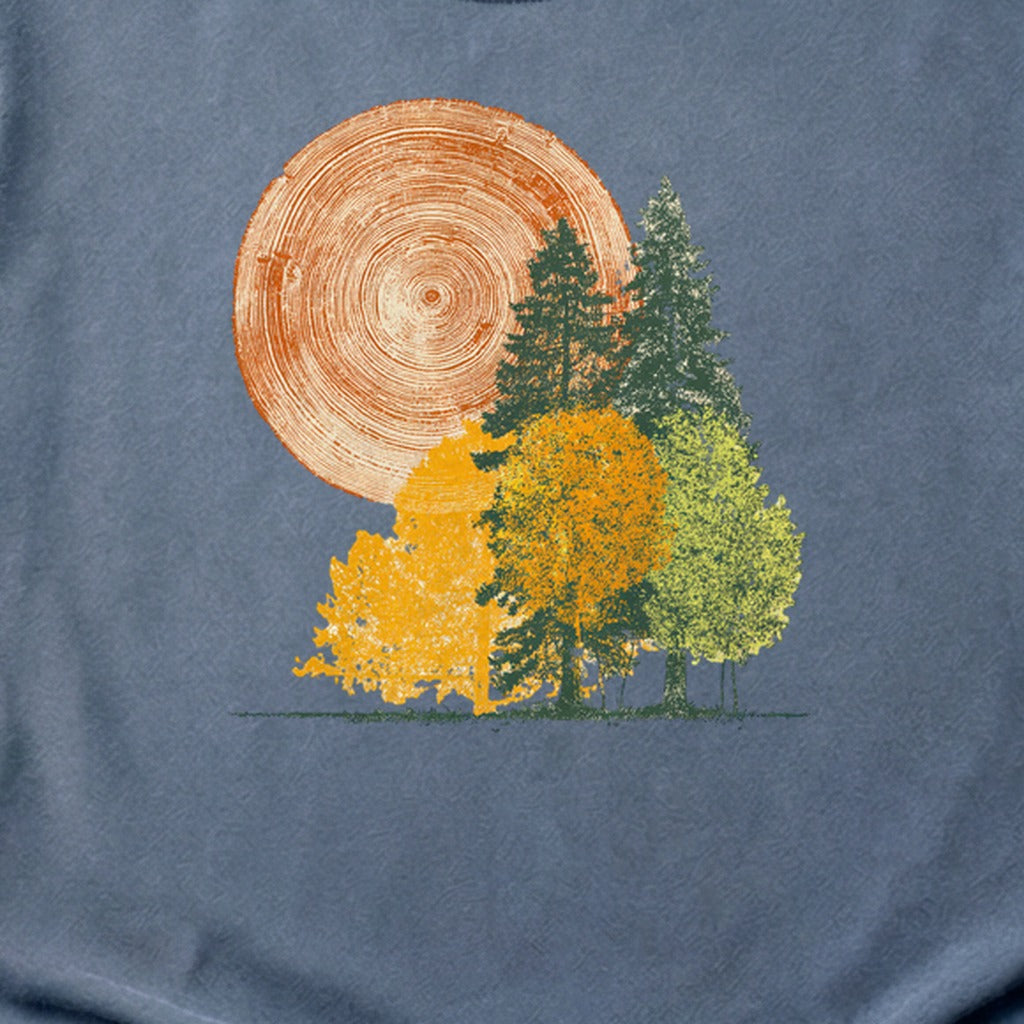 Woodcut Stamped Forest Cotton T-Shirt