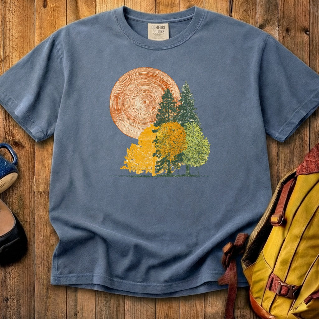 Woodcut Stamped Forest Cotton T-Shirt