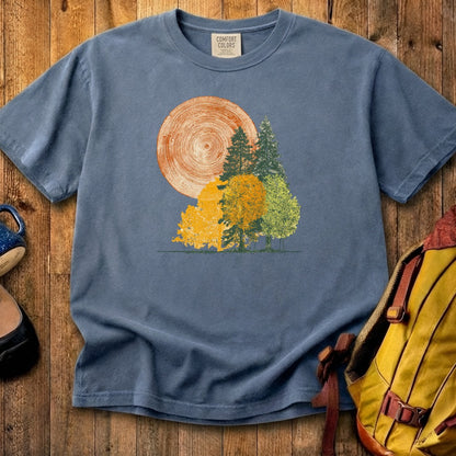 Woodcut Stamped Forest Cotton T-Shirt