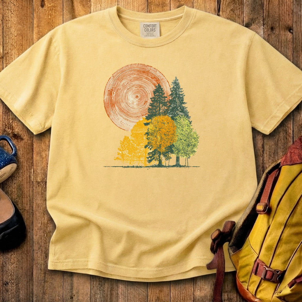 Woodcut Stamped Forest Cotton T-Shirt