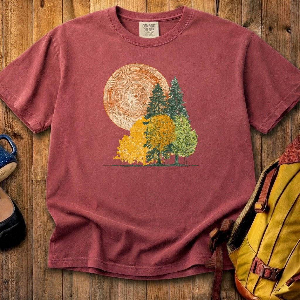 Woodcut Stamped Forest Cotton T-Shirt