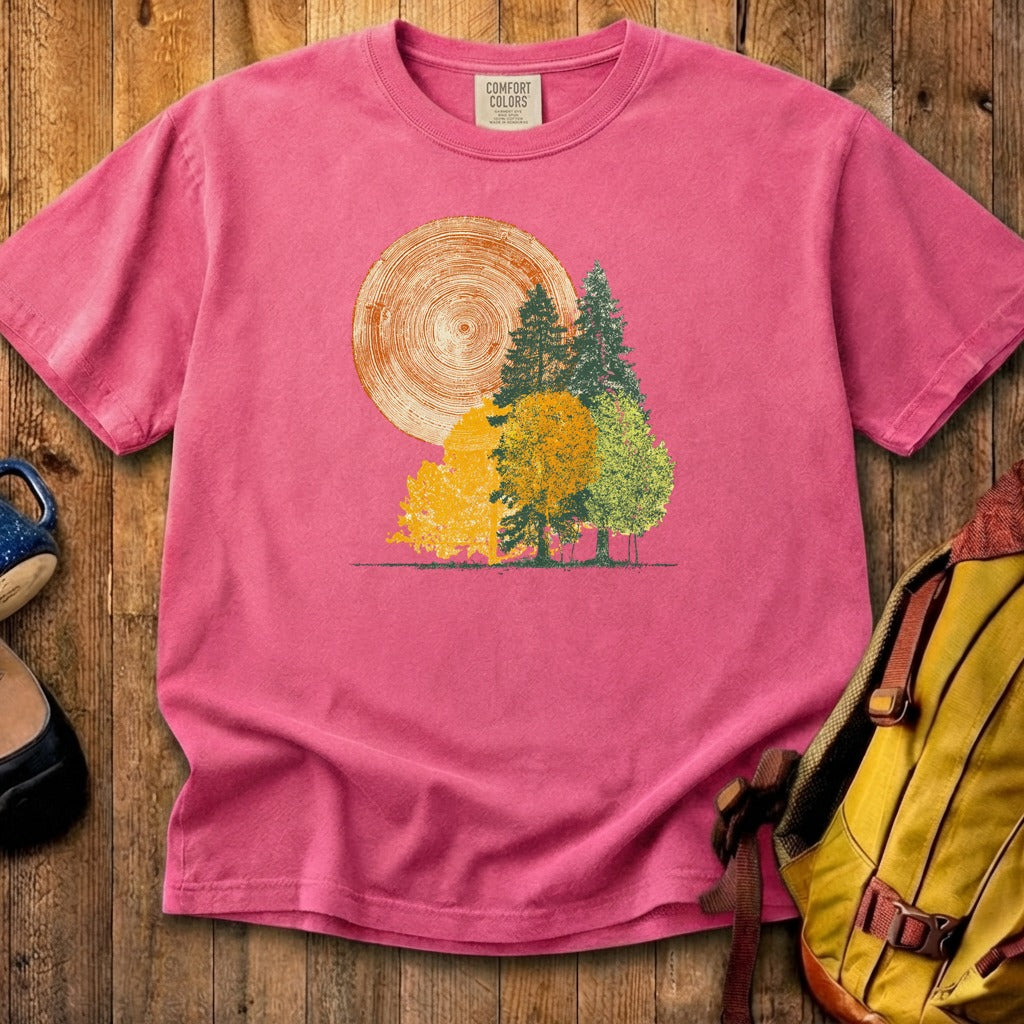 Woodcut Stamped Forest Cotton T-Shirt