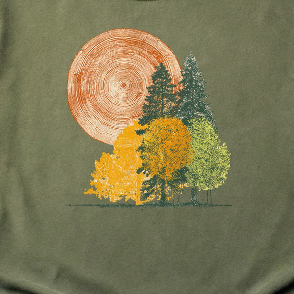 Woodcut Stamped Forest Cotton T-Shirt