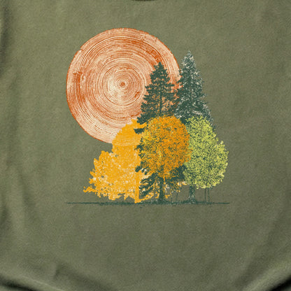Woodcut Stamped Forest Cotton T-Shirt
