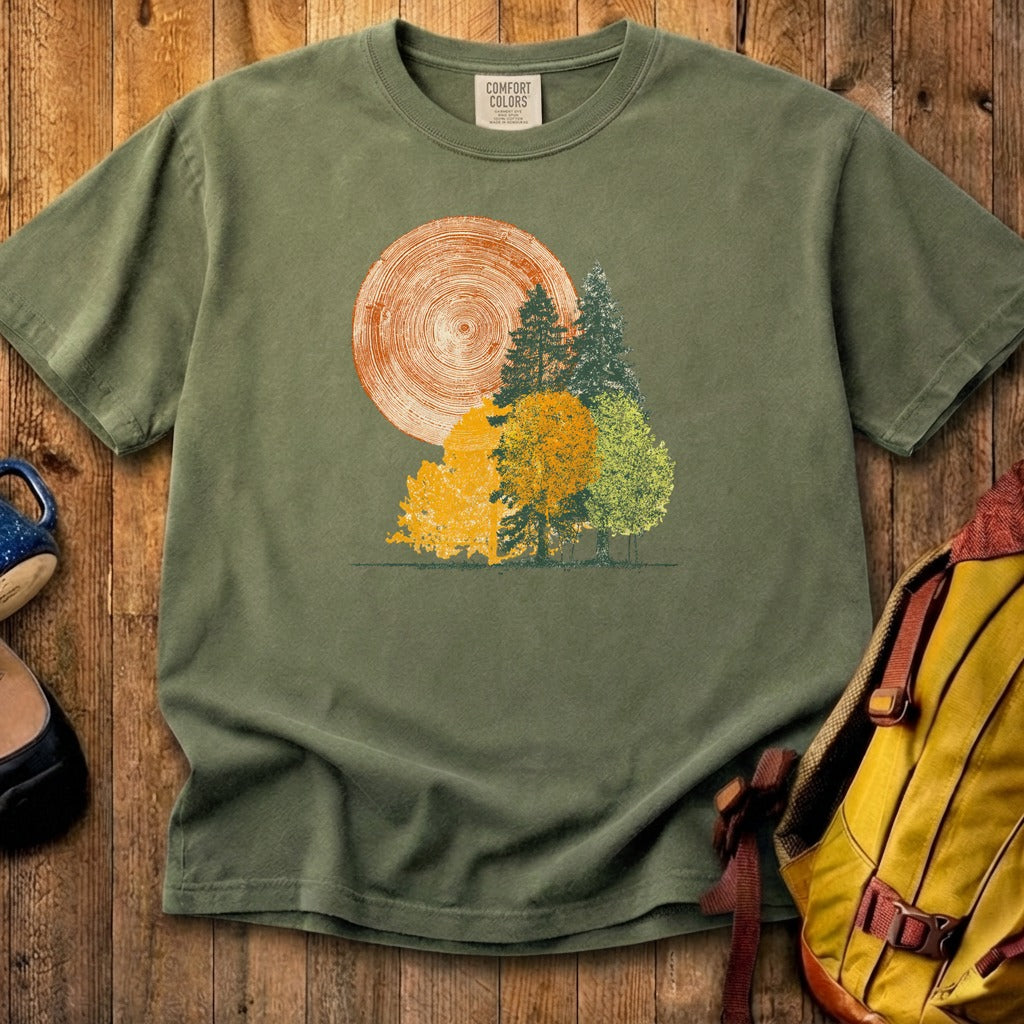 Woodcut Stamped Forest Cotton T-Shirt