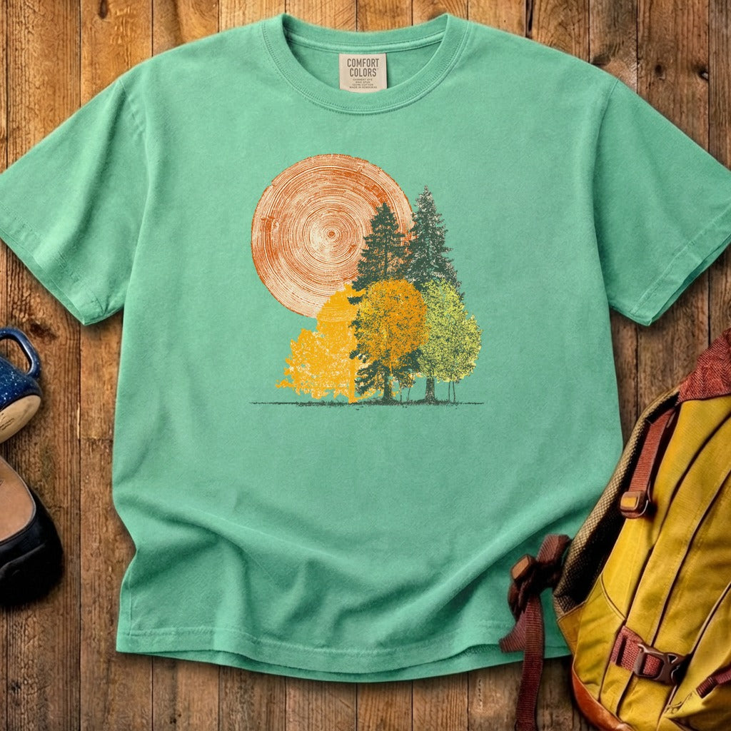 Woodcut Stamped Forest Cotton T-Shirt