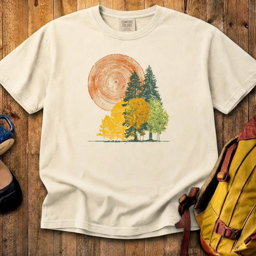 Woodcut Stamped Forest Cotton T-Shirt