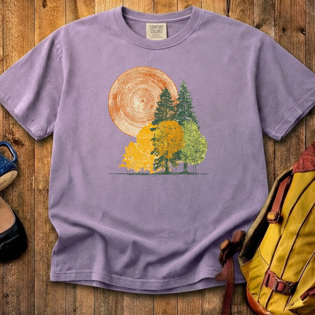 Woodcut Stamped Forest Cotton T-Shirt
