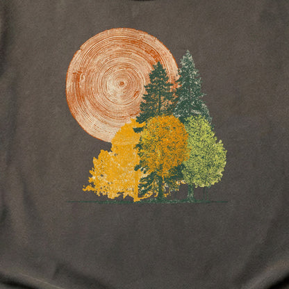 Woodcut Stamped Forest Cotton T-Shirt