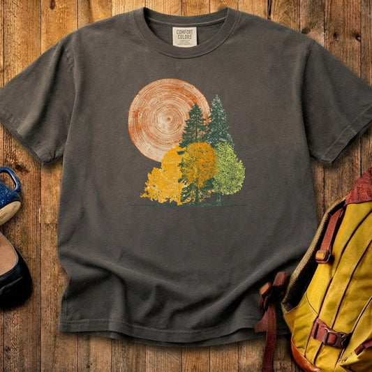 Woodcut Stamped Forest Cotton T-Shirt