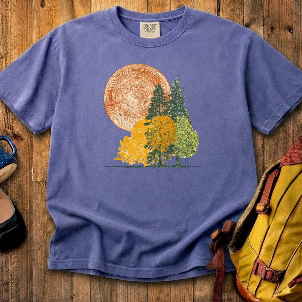Woodcut Stamped Forest Cotton T-Shirt