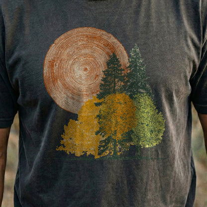 Woodcut Stamped Forest Cotton T-Shirt