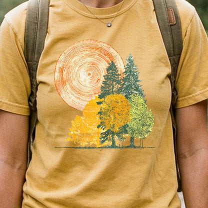 Woodcut Stamped Forest Cotton T-Shirt