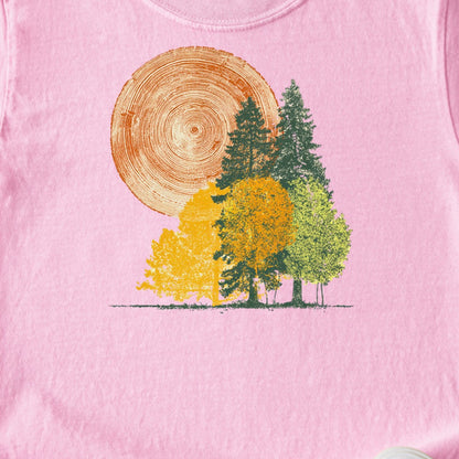 Woodcut Stamped Forest Kids Cotton T-Shirt